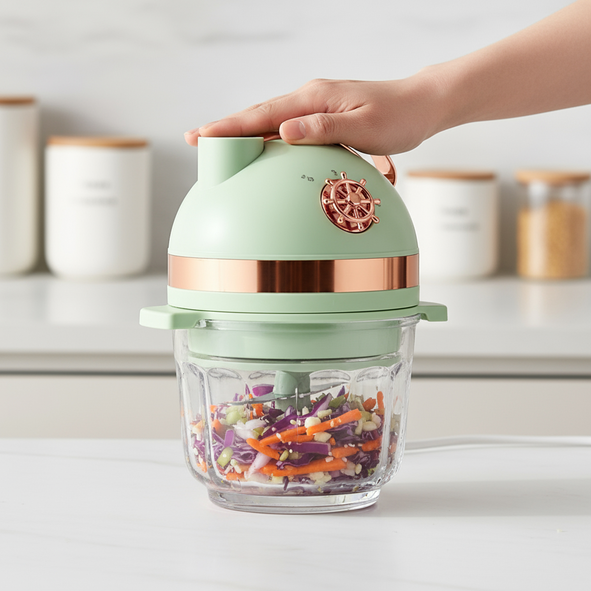 قطاعة ومفرمة 8 في 1 DLC بقدرة 500 واط وعاء زجاجي قوي